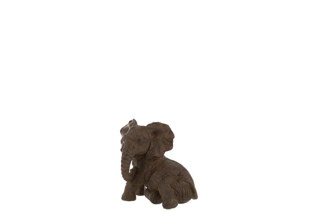 Éléphant couché Poly marron foncé