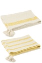 Plaid Stripes+Tassels Cotton White/Yellow Assortment