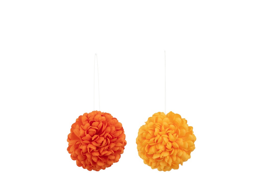 Flower Ball Dia16Cm Artificial Yellow/Orange