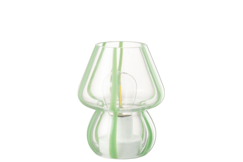 Table Lamp Stripes Glass Transparent/Green