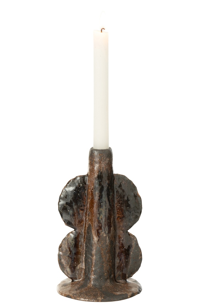 Vase/Bougeoir Naga Céramique Marron/Noir