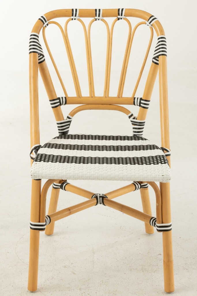 Dining Chair Rattan Black/White