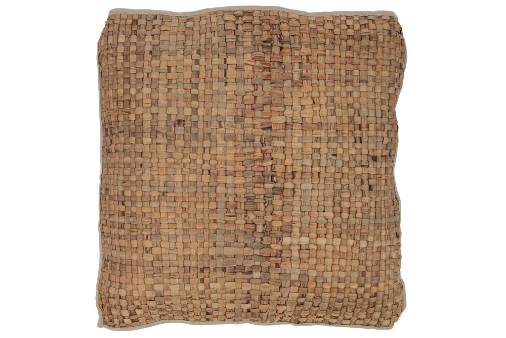 Coussin carré 1 face en roseau/textile