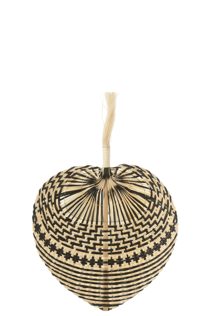 Éventail en bambou tressé naturel/noir, petit