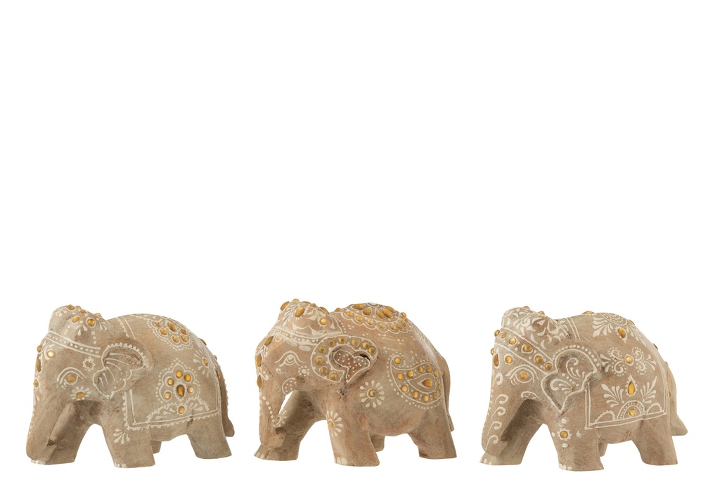 Elephant Beads Mango Wood Natural/White