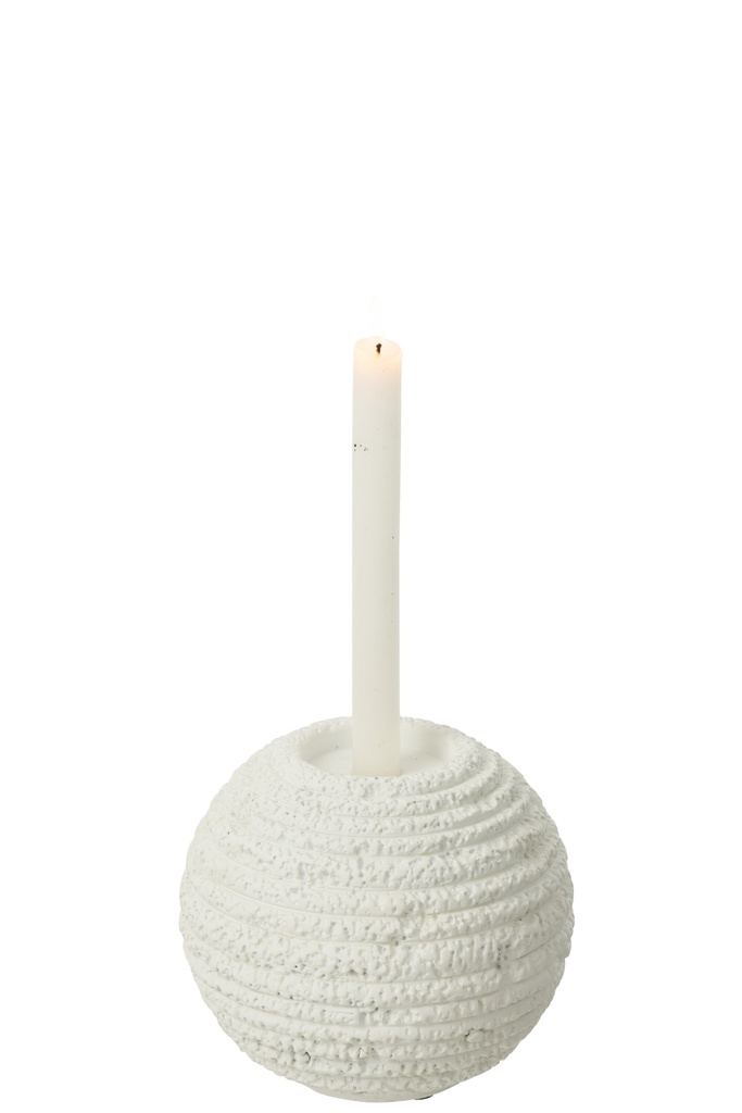 Bougeoir Creta Rond Ciment Blanc