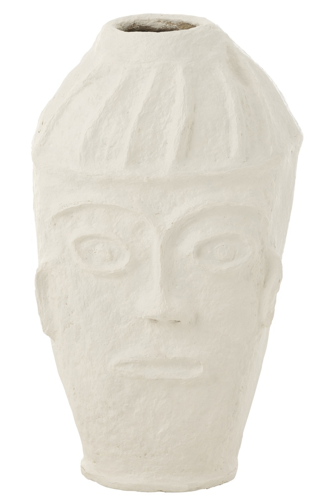 Pot Face en papier mâché blanc