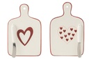 Cutting Board Hearts Porcelain White/Red