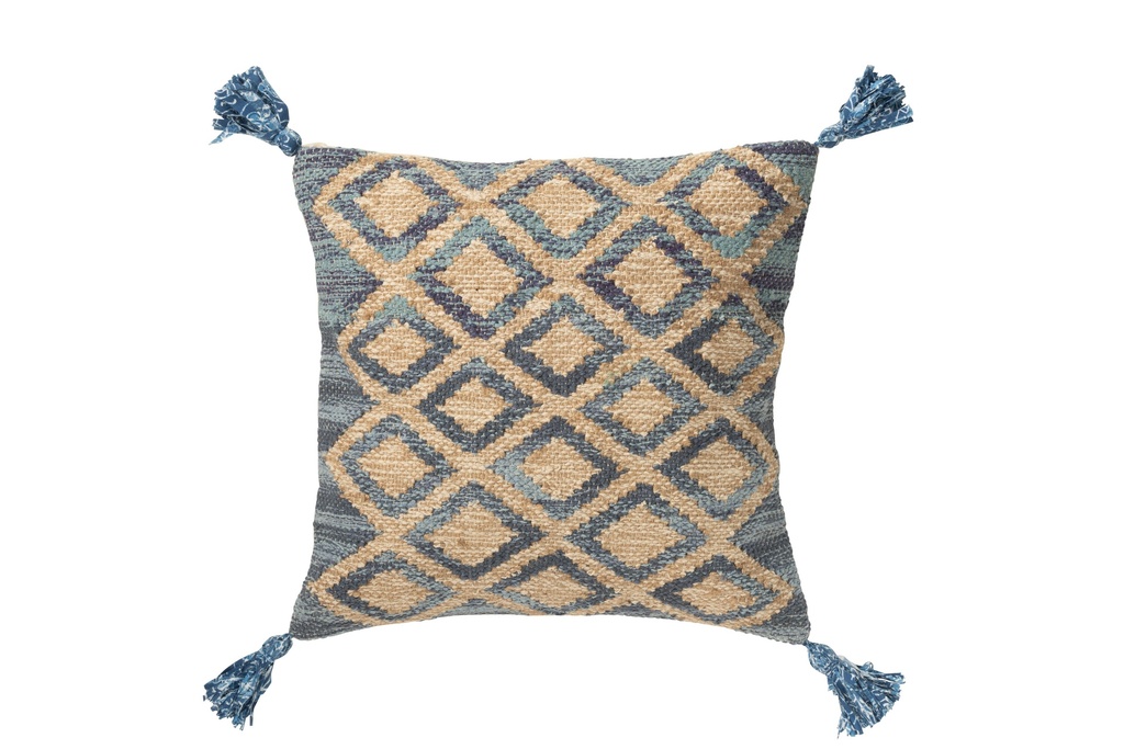 Cushion Square Lozenge Pattern Jute/Cotton