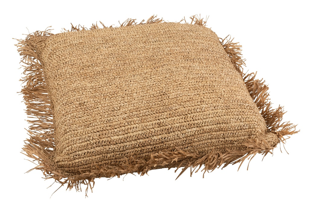 Coussin Carré Raphia Naturel Grand