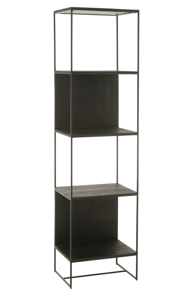 Shelf Slim Teak Wood/Metal Black