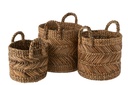 Lot de 3 paniers en raphia tressé