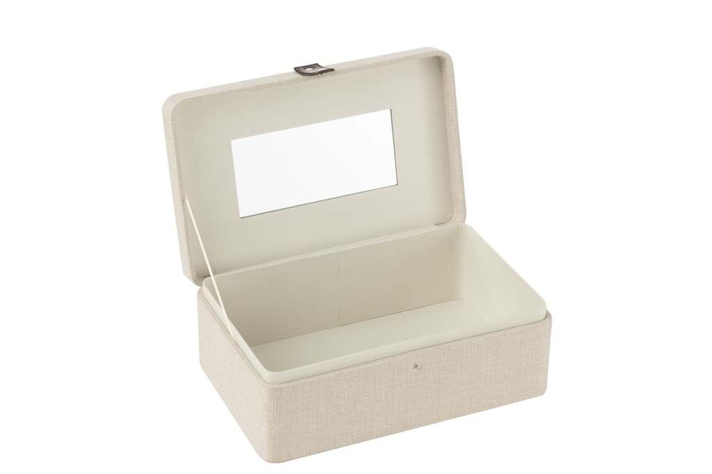 Boîte à cosmétiques rectangulaire + miroir en polyester gris