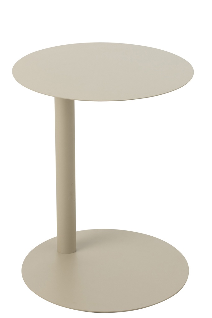 Table d'appoint ronde en métal beige