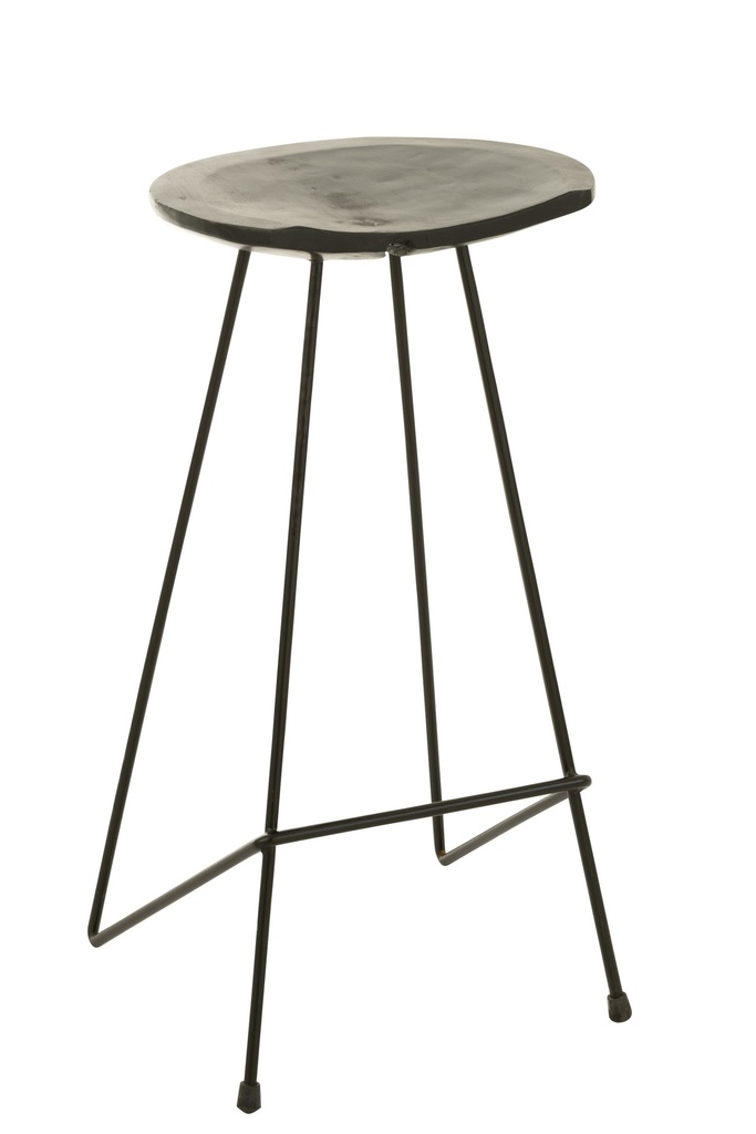 Bar Stool Teak Wood/Iron Black