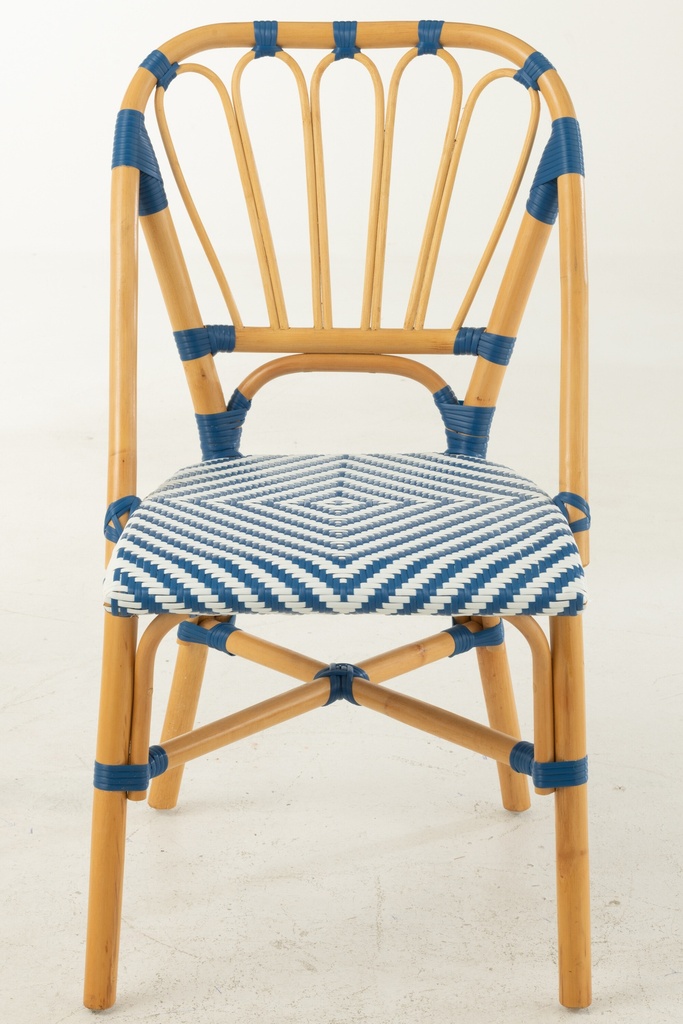 Dining Chair Rattan Blue/White