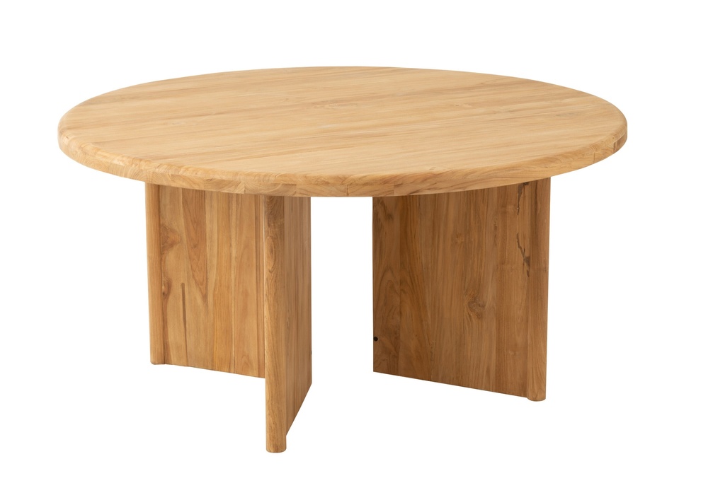 Table ronde en bois de teck naturel