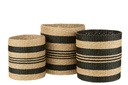 Lot de 3 paniers en jonc de mer rayé