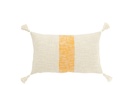 Cushion Rectangle Stripes+Tassels Cotton White/Orange