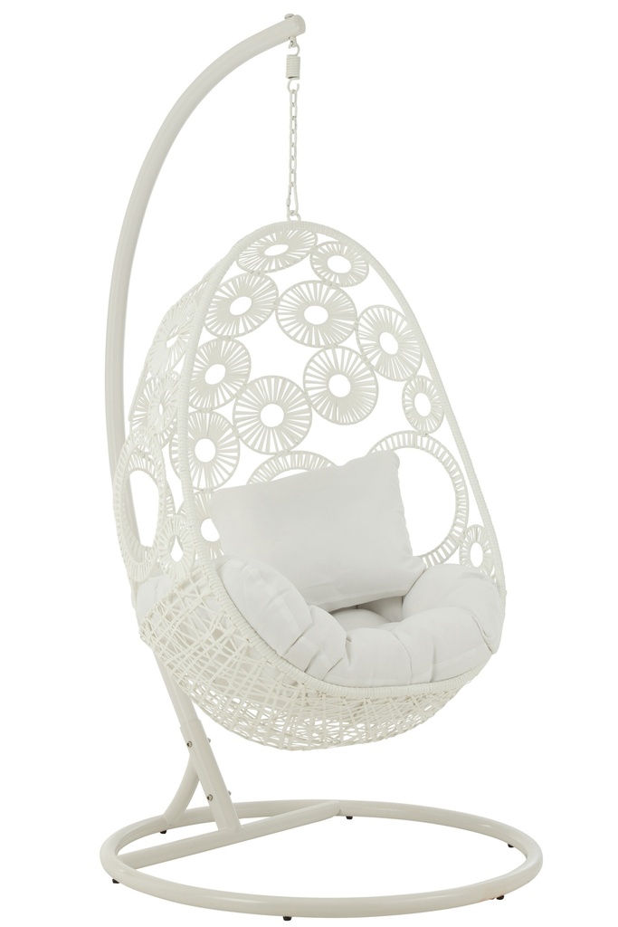 Chaise suspendue + coussins Bula Métal/Roseau Blanc