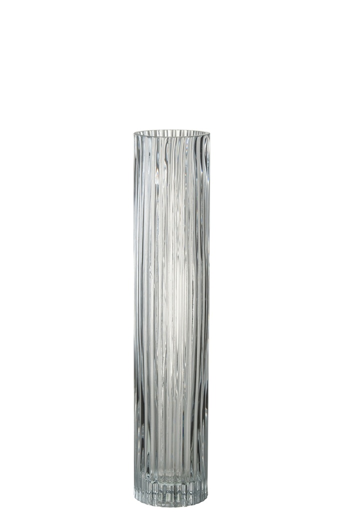 Vase Cylindre Lignes Verre Transparent