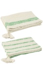 Assortiment de plaids à rayures et pompons en coton blanc/vert