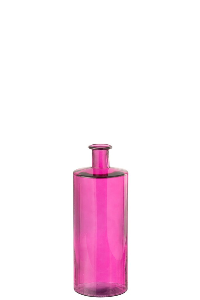 Vase Bouteille Verre Rose Moyen
