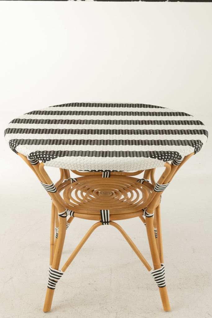 Dining Table Rattan Black/White