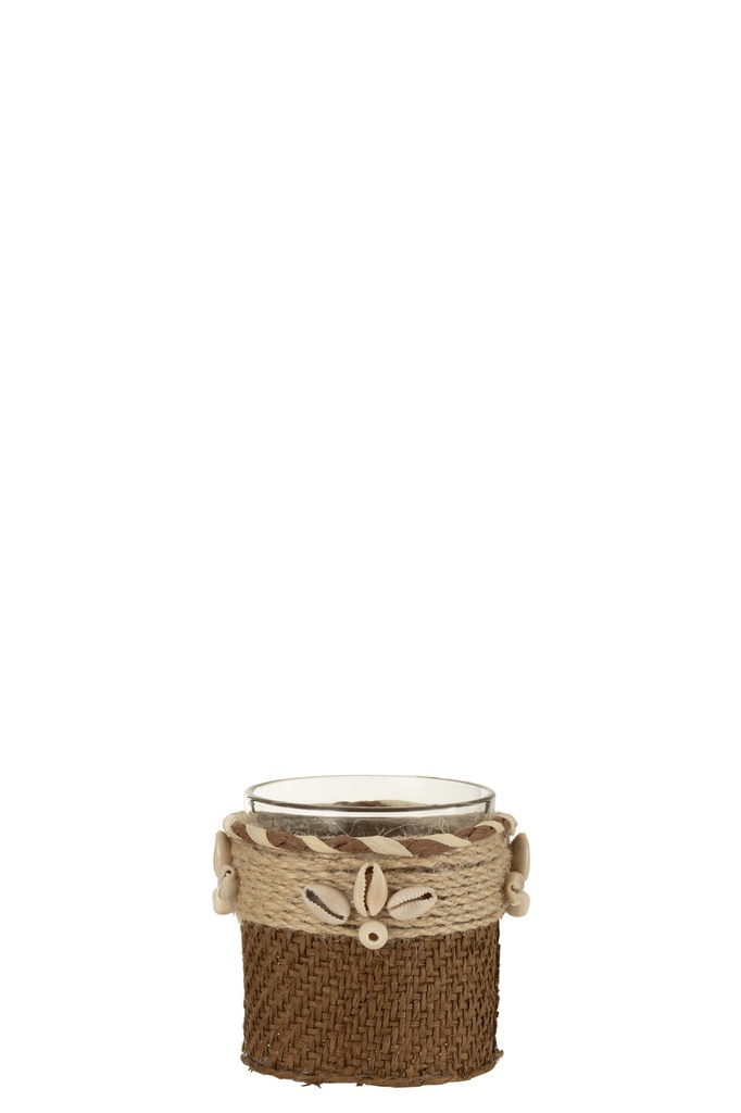 Tealight Holder With Shells Glass