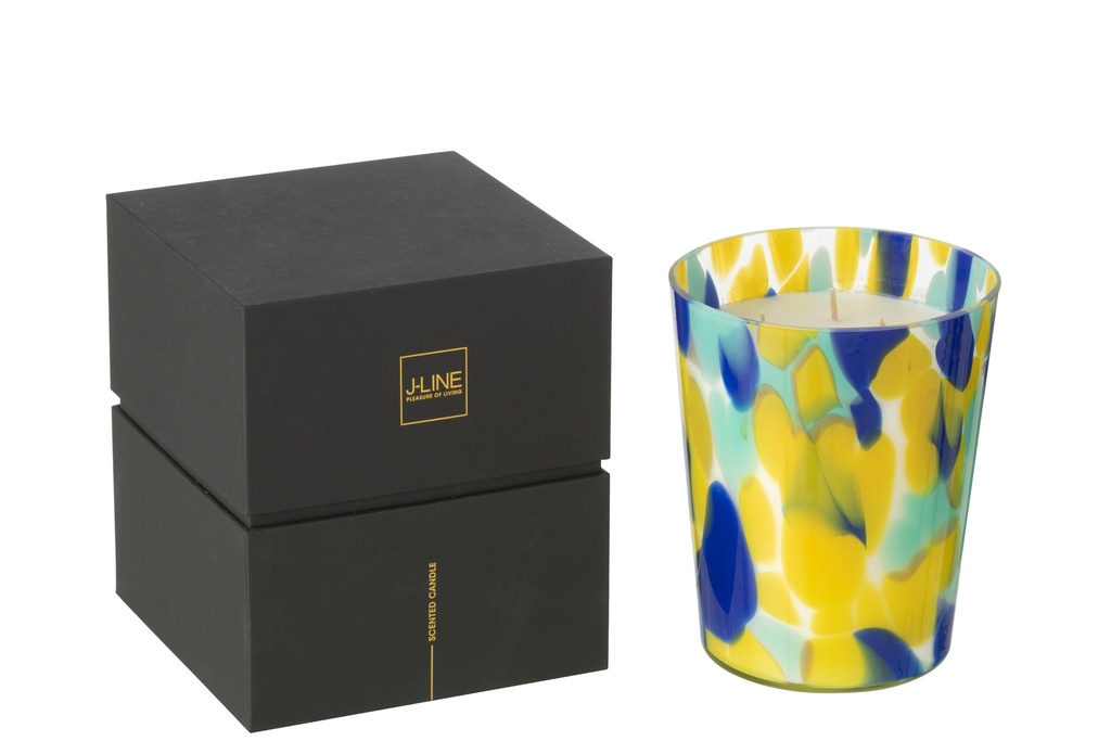 Bougie parfumée Noa Bleu/Jaune Moyenne - 68 heures