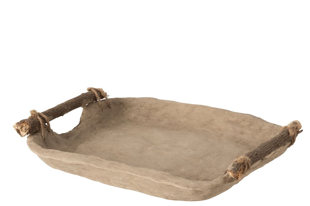 Tray Chad Papier Mache Brown