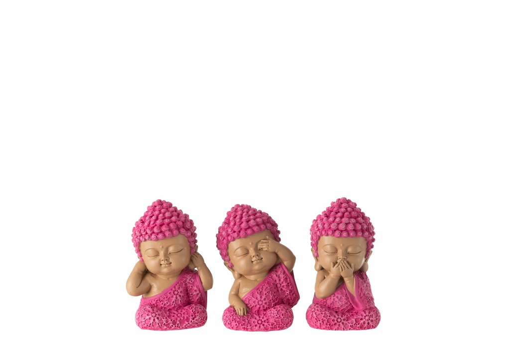 Monk See/Hear/Speak Resin Pink Assortment