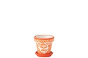 Flowerpot+Plate Granada Handmade/Handpainted Ceramic Orange/White
