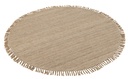 Tapis rond + franges tissage semi-uni laine