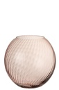 Vase Round Ridges Glass Pink