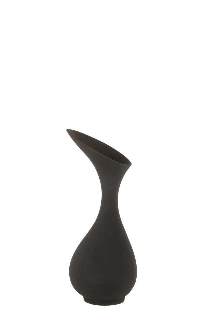 [18532] Vase Olivia Rough Aluminium Black