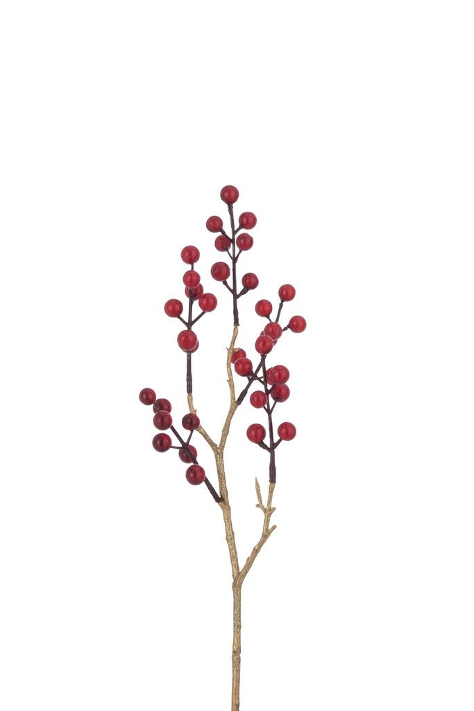 Baies de branche en plastique rouge/or
