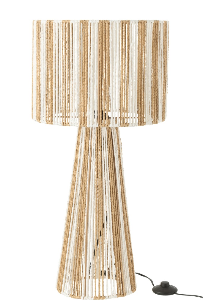 Lampe de table à rayures et cordes en métal/papier