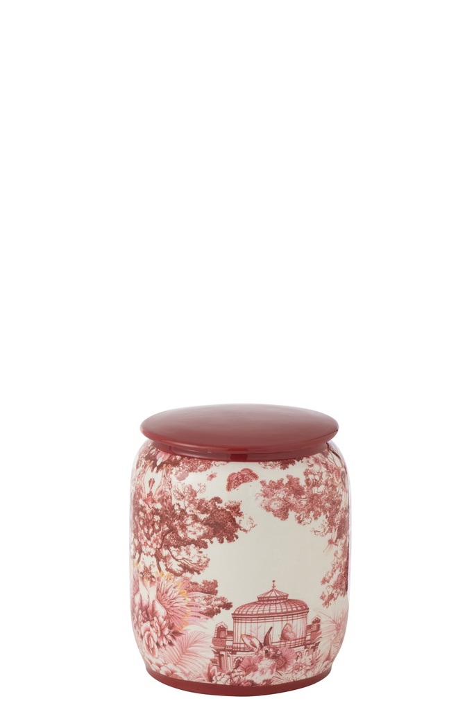 Jar Moriko Round Porcelain Red/White