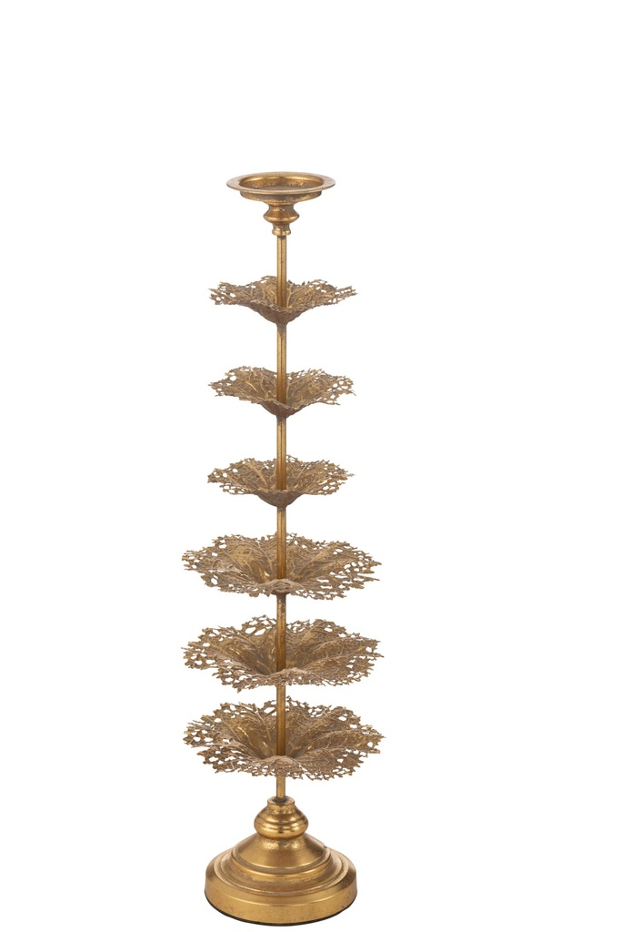 [46416] Candle Holder Tree Metal Gold
