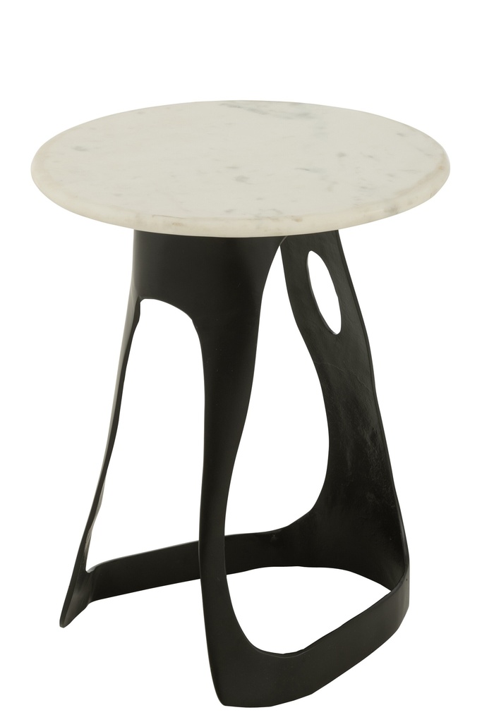 [55948] Side Table Aluminium/Stone Black/White Large