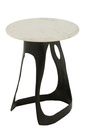 Table d'appoint Aluminium/Pierre Noir/Blanc Grande