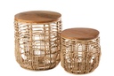 Set de 2 tables d'appoint Ellen Rattan