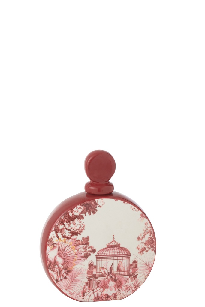 Jar Flask Moriko Porcelain Red/White