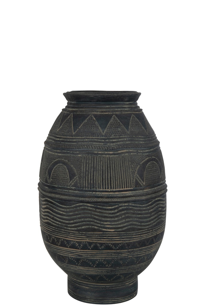 Vase Cruche Cercle Ciment Noir/Marron