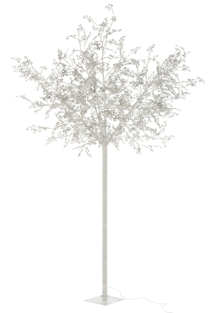 Tree Leaves Gli+Led Metal Silver