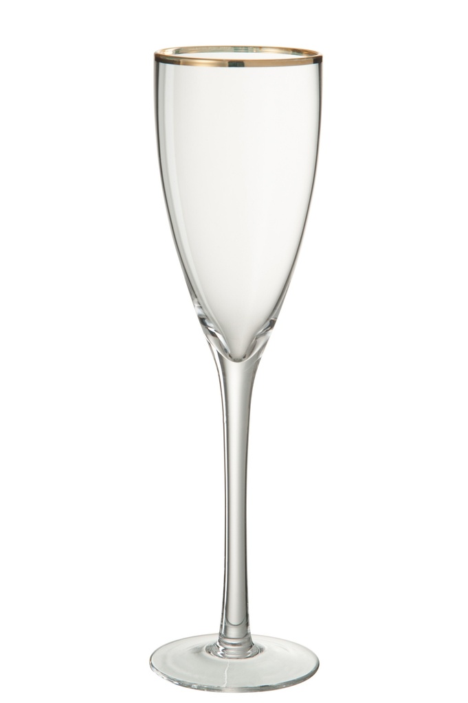Verre à champagne avec bordure dorée