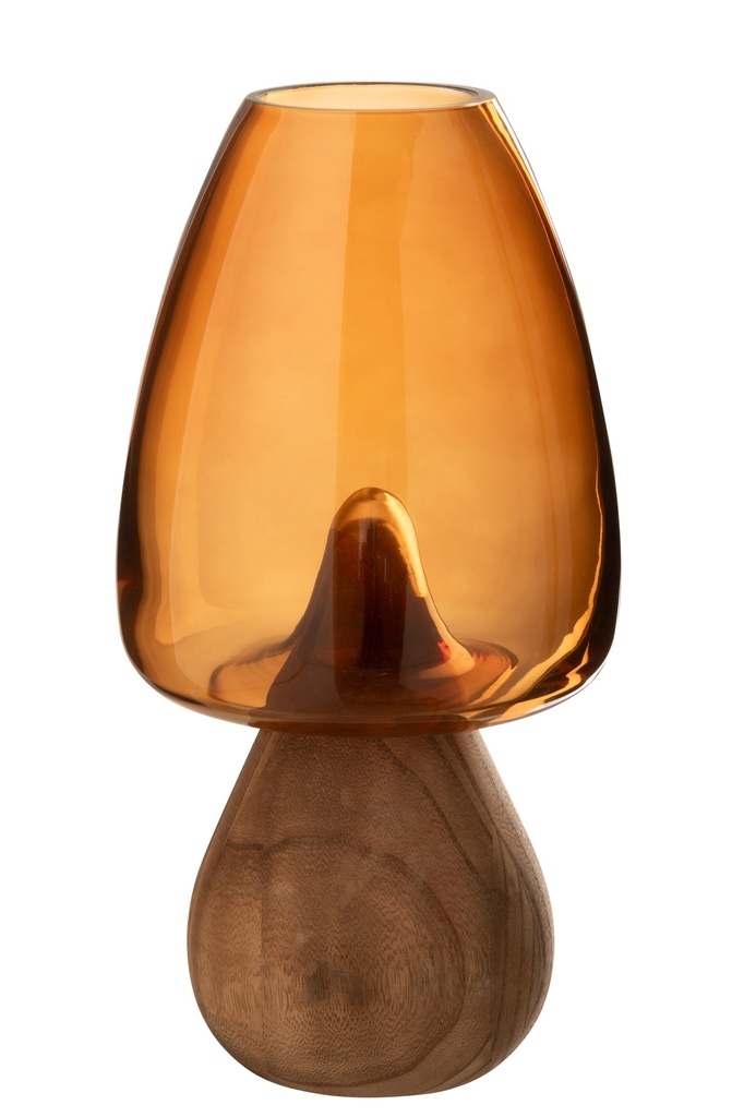 [58039] Vase Mushroom High Glass Caramel