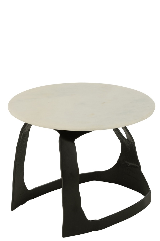 Table d'appoint Aluminium/Pierre Noir/Blanc Petite