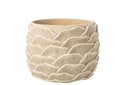 Pot de fleurs rond en relief en ciment beige